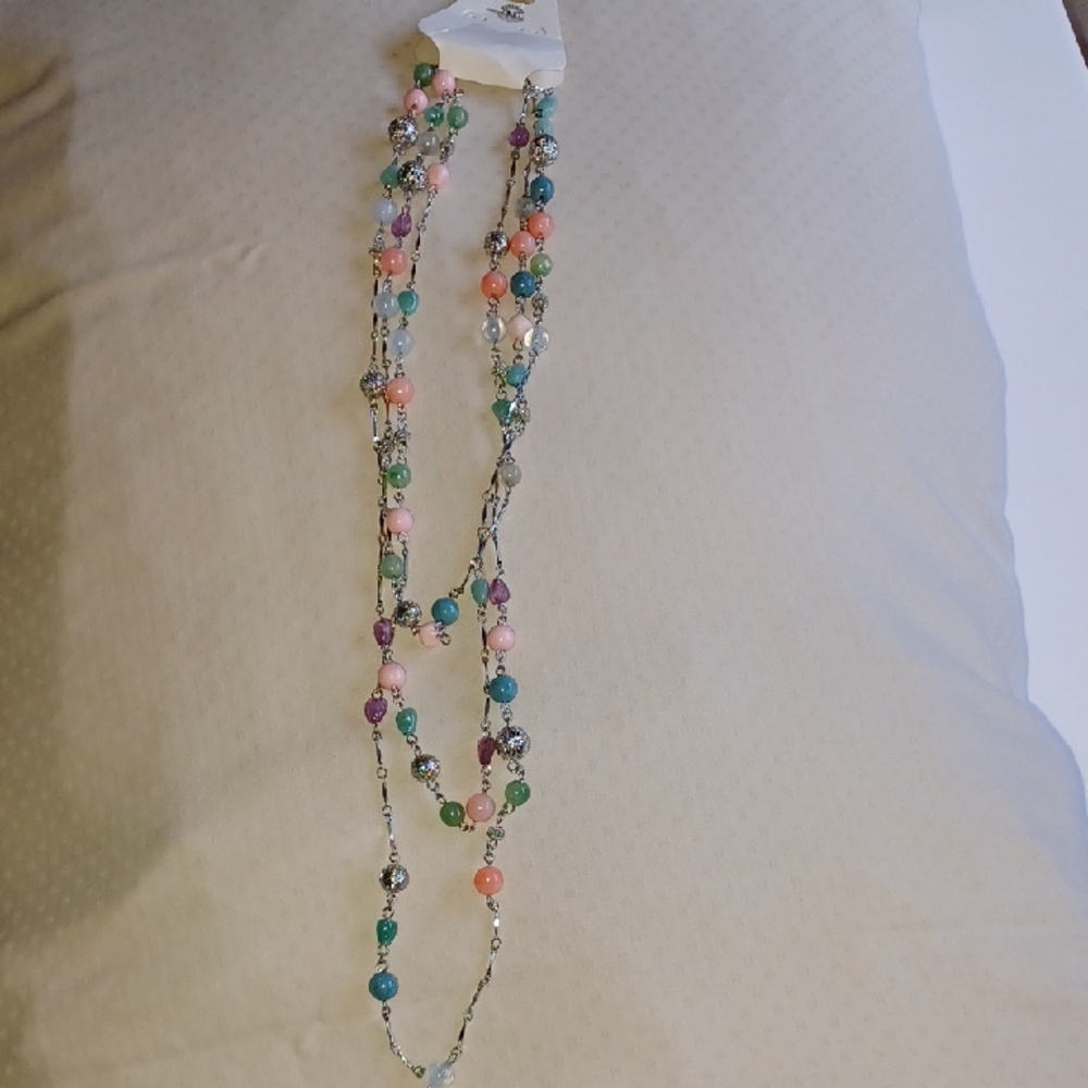36" Necklace With Multi Colored Beads